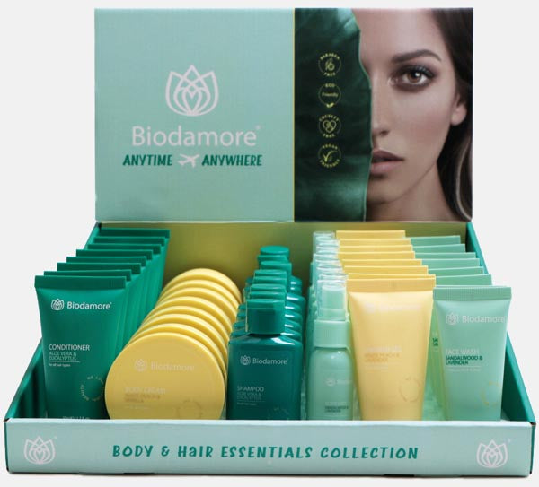 Mini-cosmétiques de voyage Biodamore, assortiment de 6 pièces