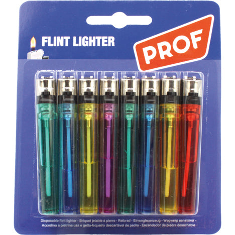 Briquet jetable, lot de 8 molettes à silex sur carton, 8 x 2 cm