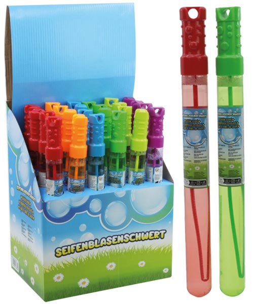 Épée à bulles de savon 118 ml, paquet de 24, couleurs assorties.