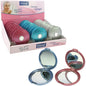 Miroir de poche, 7,5 cm, pliable, rond, 3 couleurs assorties.