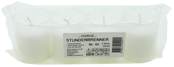 Brûleur de bougie funéraire n° 40 blanc, lot de 4
