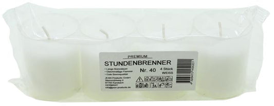 Brûleur de bougie funéraire n° 40 blanc, lot de 4
