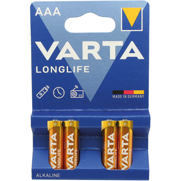 Piles alcalines longue durée VARTA Micro AAA 4