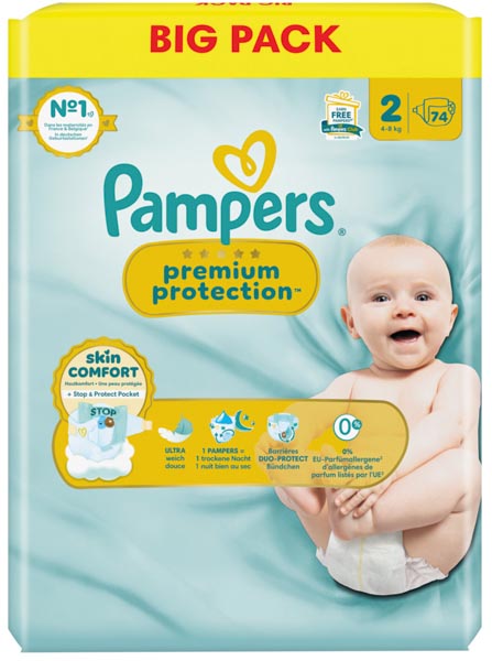 Pampers Premium Protection Nouveau-né Taille 2 Mini 74