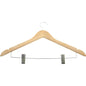 Cintre en bois avec 2 pinces métalliques