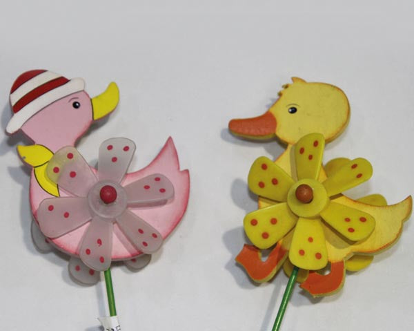 Petit moulin à vent en forme de canard, en bois, 9,5 x 5,5 x 38 cm