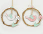 Couronne décorative avec petits oiseaux, 12x12cm, en bois