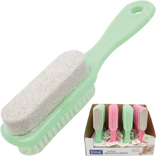 Pierre ponce avec brosse 17x3,5cm 2 couleurs assorties.