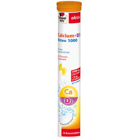 Doppelherz Calcium + D3 Osteo 1000 15 comprimés effervescents.