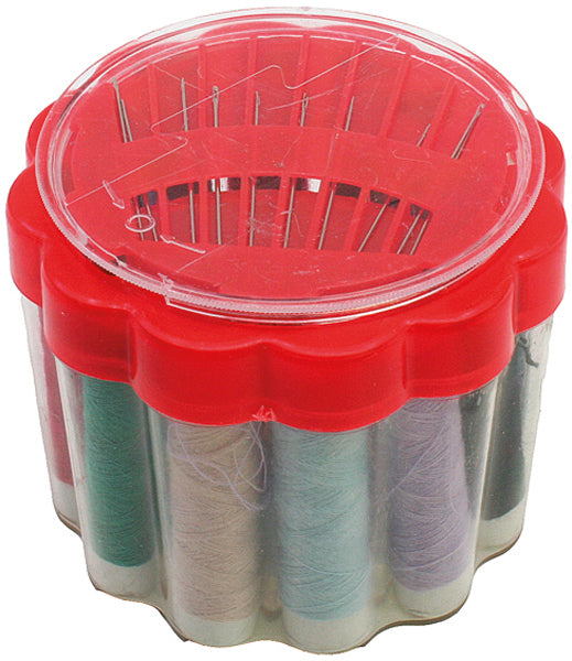 Fil à coudre, boîte ronde de 12 pièces + aiguilles, tailles assorties