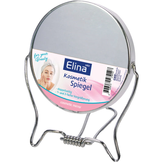 Miroir sur pied double face, 9,5 cm, en métal