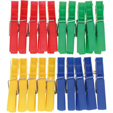 Pinces à linge, 20 pièces, 7 x 1 cm chacune, couleurs assorties