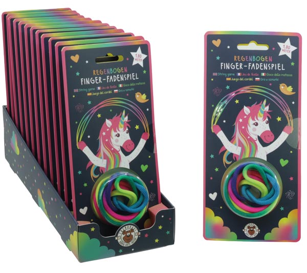 Jeu de ficelle arc-en-ciel 180 cm, présentoir de 12 pièces