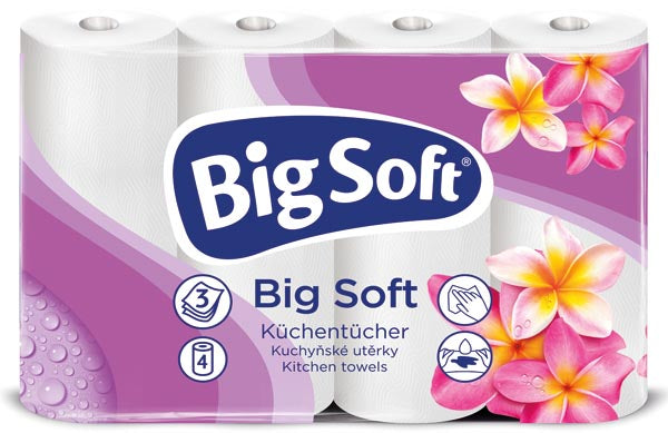Rouleau de papier toilette Big Soft, 3 plis, 4 x 45 feuilles, 25,5 cm