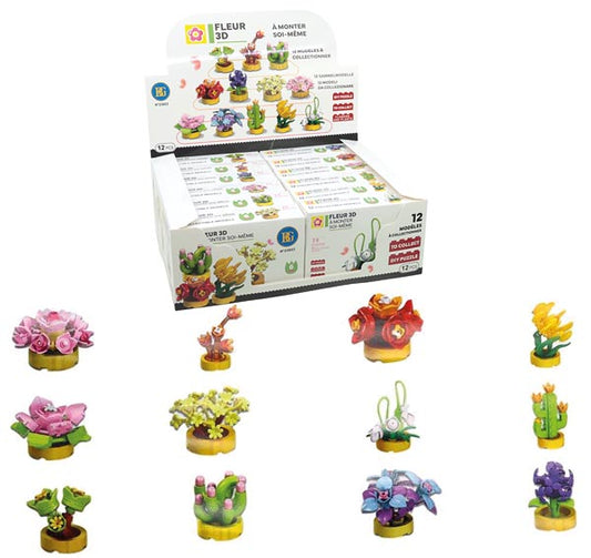Blocs de construction en forme de fleur, 11,5 cm, 12 formes assorties différentes.