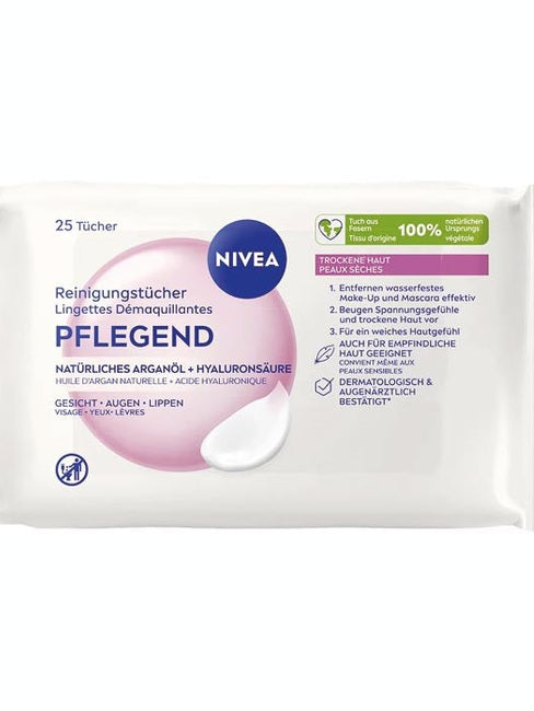 Lingettes nettoyantes Nivea Visage, Soin, Paquet de 25, 3 en 1
