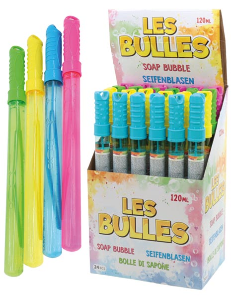 Baguette à bulles 37 cm 120 ml couleurs assorties avec distributeur