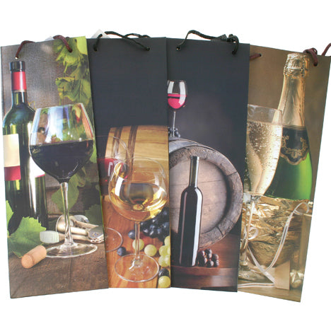 Sac cadeau à motif de bouteille et de vin, 36 x 13 x 9 cm