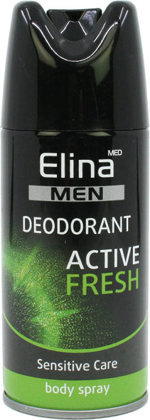 Déodorant spray Elina 150 ml pour homme, parfum frais actif