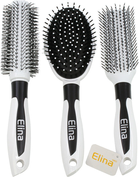 Brosse à cheveux blanche exclusive, 3 couleurs assorties, 23 cm