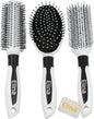 Brosse à cheveux blanche exclusive, 3 couleurs assorties, 23 cm