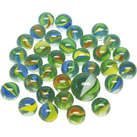 Billes de verre imitation nacre, 50+1 dans un filet