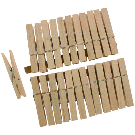 Pinces à linge 7 x 0,9 cm, lot de 24, en bois de pin naturel