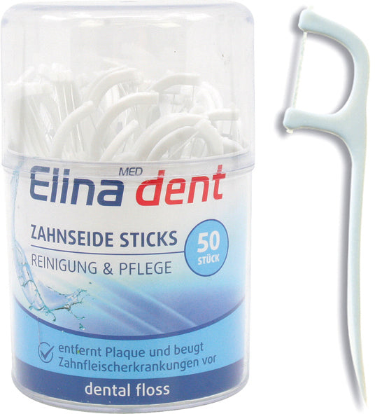 Bâtonnets de fil dentaire Elina, 50 pièces, dans un emballage vertical