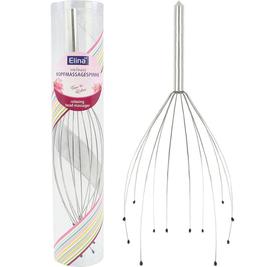 Araignée de massage en métal pour la tête, 23 cm avec picots.