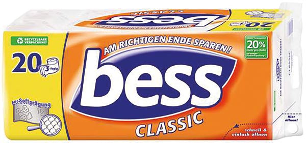 Papier toilette Bess Classic 20 x 180 feuilles, 3 plis