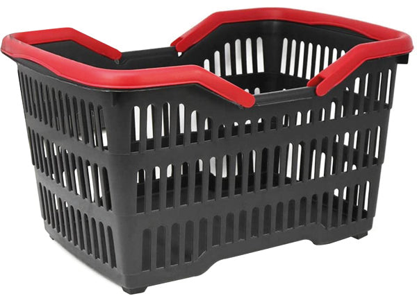 Panier à provisions noir avec poignée colorée, env. 31 x 25 x 23 cm