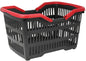 Panier à provisions noir avec poignée colorée, env. 31 x 25 x 23 cm
