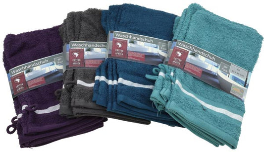 Gants de lavage, lot de 5, 17 x 25 cm, couleurs assorties