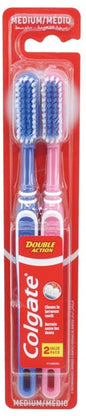Brosse à dents double action COLGATE, lot de 2, taille moyenne, 18 cm