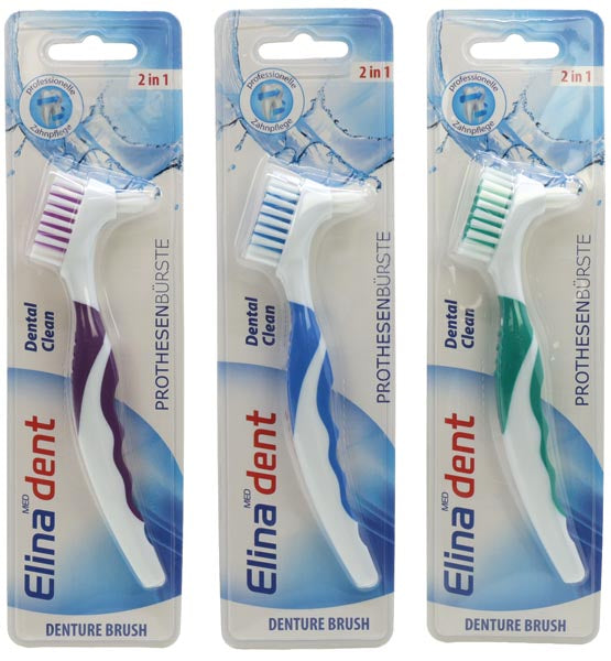 Brosse à dents Elina, brosse pour prothèse dentaire individuelle, 16 cm